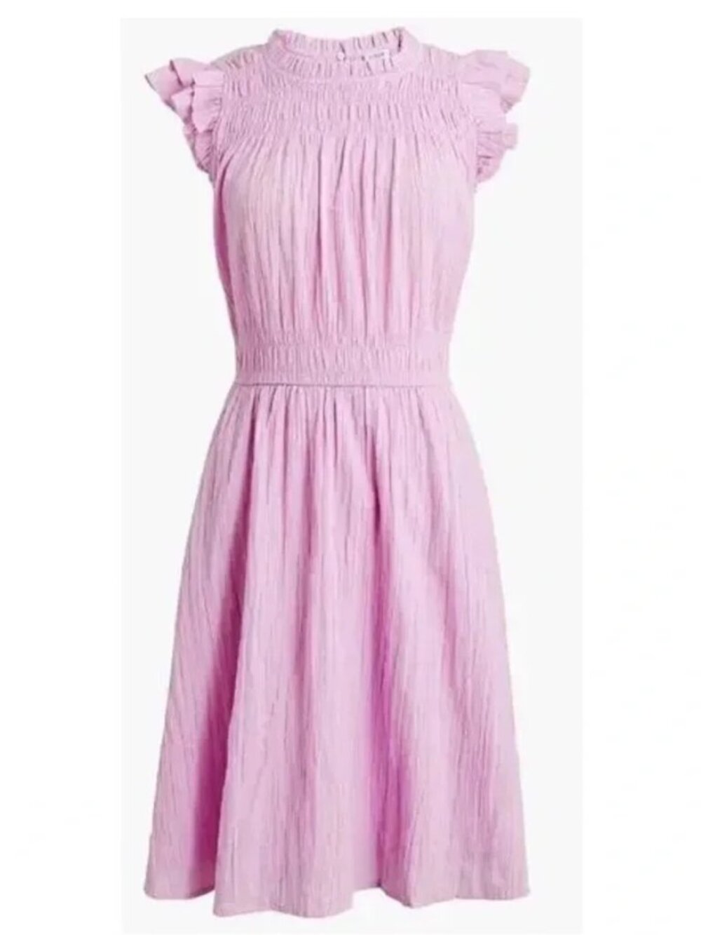 EUC J. Crew Crinkle Smocked Flutter Sleeve Dress, Orchid Flower Purple, Small